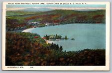 4th Lake, Fulton Chain Lakes, Rocky Point, Adirondacks Inlet NY Vintage Postcard picture