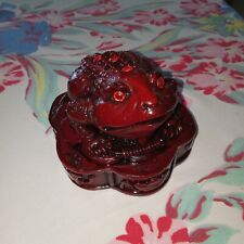 Feng Shui Bejeweled Red Jade(?) Good Luck 3 legged Money Frog China picture