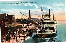 Excursion Steamer Mississippi River Quincy IL Unused Divided Postcard c1907 picture