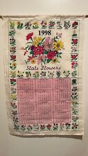Vintage Wall Calendar 1998 State Flowers Linen Tea Towel picture