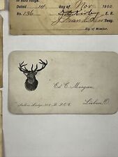 1899 - 1901 Salem, Ohio BPOE Elks Lodge Illustrated Business Card and Dues Cards picture