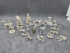 Vintage Lot of 17 Miniature Pewter Figurines, Some with Markings picture