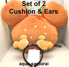 Tokyo Disney Resort Burger Big Cushion & Ears Headband Mickey Hamburger Shape picture