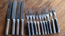 Civil War Era Utensils. 14 Pieces Wooden Handle with Pewter Inlay. USA picture