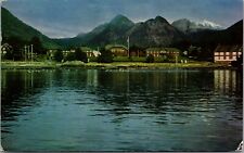 Sitka AK Sheldon Jackson College c1950's Waterfront Snow Peak Flag Postcard  picture