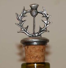 Handcrafted In the UK Pewter Thistle Scottish Themed Bottle Stopper Cork picture