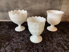 Vintage E.O. Brody Milk Glass Footed Vases picture