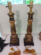 Pair Of Vintage, Chinese Hand-Painted Porcelain Lamps (Rare) picture