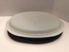 Tupperware Heat ‘N Eat Serving Platter Three Piece Set Navy Blue Lid New 4620A-1 picture