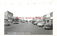 KS, Stafford, Kansas, RPPC, Main Street, Business Section, 50s Cars, Photo picture