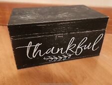 Black Wooden Jewelry Box with a lid or Decorative box. Subtle distressed wood. picture