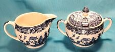Johnson Brothers Blue Willow Creamer And Covered Sugar Set, England picture