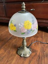 Vintage Reverse Painted Lamp flowers picture