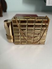 Vintage Gold Weaved Cigarette Lipstick Compact Case Vanity Make Up picture