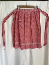 Vintage Red White Gingham Apron Hand Embroided  picture