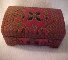 Vintage Handcrafted Wooden Hinged Trinket Box Made in Poland picture