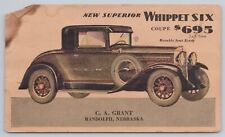 Postcard Ad 1930s Whippet Six Couple CA Grant, Randolph, Nebraska picture