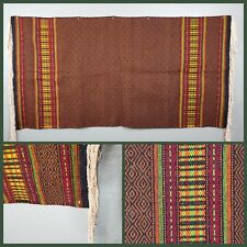 Vtg Hand Woven Mexican Wool Rug Runner Geometric Design 72”x37” +10
