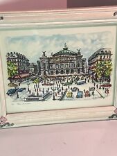 Framed, Claud Ducolett, Watercolor Print Of Paris Street Scene MCM- Signed picture
