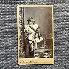 CDV Photo Antique Portrait Little Girl Dress Plaid Sash Standing on Chair UK picture
