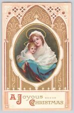 Postcard Christmas Madonna & Child Halo Embossed International Art Pub 1910 picture
