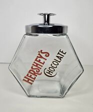 Vintage Hershey’s Chocolate Hexagon Glass Candy Cookie Jar w Chrome Lid picture