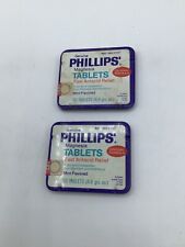 Set of 2 Vintage Phillips Magnesia Tablets Tin #30 Count New Old Stock picture