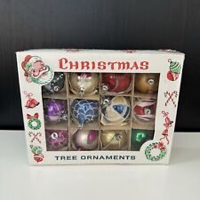 Vintage 1950s Santa Land Hand Decorated Christmas Tree Ornaments 12 pc picture
