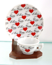 Vintage I Love Texas & Red Hearts Mini Tea Cup Saucer Stand Made In Japan picture