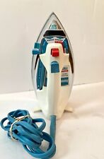 Vintage GE Self Cleaning Spray Steam Dry Iron White & Turquoise 1100 Watts CLEAN picture