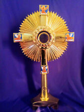 Liturgical Metal Monstrance  Ostensory  Evangelists Cross Goldplated picture