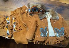 Vintage Native American Suede Leather Pow Wow Outfit for Boys picture