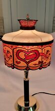 VTG Tiffany Style Plastic Shade Tiltable Lamp Cupids Bows Breath Of Love 18