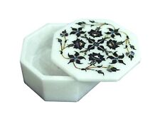White Marble Brooches Box for Birthday Antique Design Inlay Work Trinket Box picture