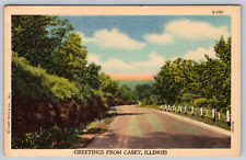 c1940s Linen Greetings Casey Illinois Postcard picture