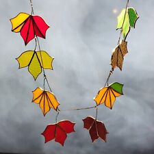 Set of 8 - Stained Glass Fall Foliage Leaves. Fall sun catcher 4x4