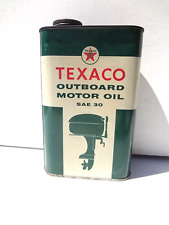 TEXACO METAL QUART OUTBOARD MOTOR OIL CAN-FULL GC Bin G picture
