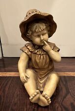 Gold Painted Young Girl With A Bonnet Plaster Porch Sunroom Or Garden Statue picture