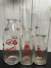 Lot Of 3 Algibe Cuban Milk Bottles From Habana. picture