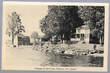pk82343:Postcard-Vintage B&W View of Cottages on Sand Lake,Westport,Ontario picture
