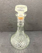 Vintage Pressed Glass Decanter Bottle w/ Stopper 10 x 5 1/4