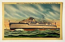 1936 SS Princess Anne Ferry Boat Norfolk VA Vintage Linen Postcard Cape Charles picture