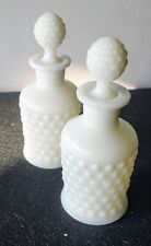 Set Of 2 Vintage Westmoreland English Hobnail White Milk Glass Perfume Bottles  picture