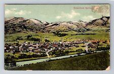 Steamboat Springs CO-Colorado, Aerial Town View, Steam Train, Vintage Postcard picture