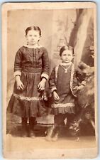 c1870s Two Cute Little Girls Young Ladies Stand Mature Alma &Madge CdV Photo H27 picture