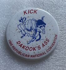 Anti Michael Dukakis 1988 political campaign pin button Republican Convention picture