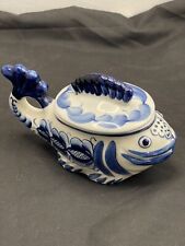 gzhel russian porcelain Caviar Dish Blue And White Fish Shaped picture