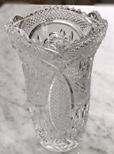 Large cut Brilliant Period glass vase  Handcrafted Vintage 9.5” Tall, 6.5” D picture