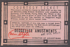 Deggellers Magic Midway Amusements Courtesy circus tcket ca 1950s picture