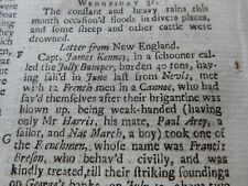 ABSTRACT PAGEs  X1 (1744)   NEW ENGLAND FRENCH PIRACY MURDER TALE SCHOONER ETC picture